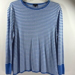 Talbots Linen/Viscose Long Sleeve Striped Pull Over Top, XL